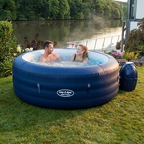 Lay-Z-Spa BW14294 Saint Tropez Hot Tub with Floating LED Light, Airjet Inflatable Spa, 4-6 Person, Blue [Amazon Exclusive]