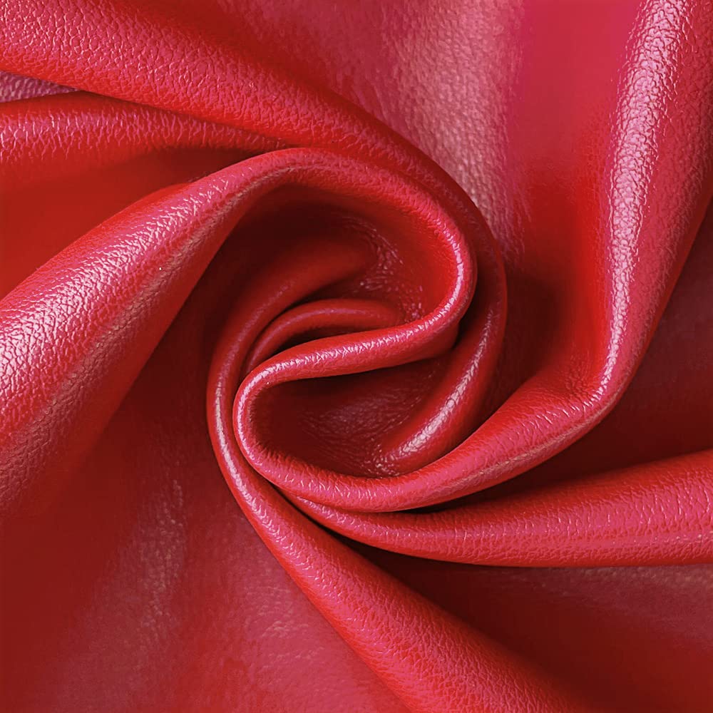 XHT 1Yard Rose Red Soft Waterproof Synthetic Fabric Material Marine Vinyl Faux Leather Sheets for Upholstery Covers, Bags, Leather Clothing and Accessories