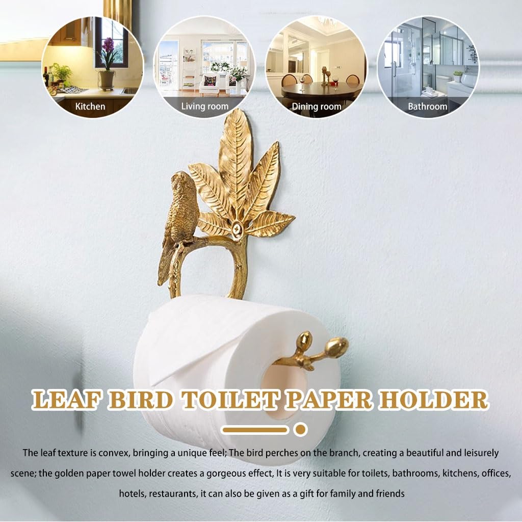 Porte-Rouleau de Papier Toilette, Porte-Papier Toilette en Forme d'oiseau en Laiton doré 25 x 7 x 19 cm