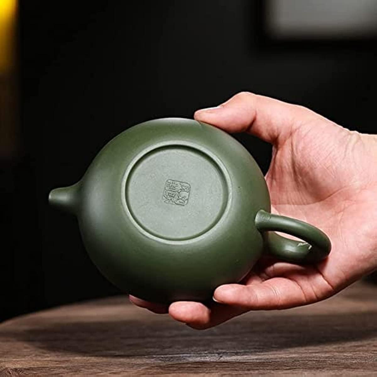 Théière Portable en Porcelaine, Service à thé Chinois, théière Classique Violette de 260 ML, Style Antique, avec Filtre et Finitions en Terre Crue Verte. Bouilloire élégante.