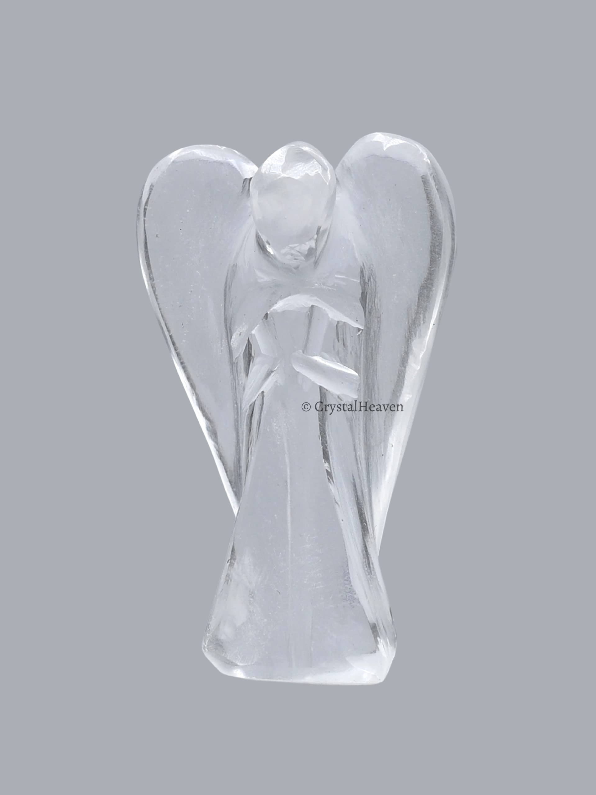 Crystal Angel Pocket Figurines Idol - AAA Grade Original Healing Gemstone for Yoga Reiki Meditation Feng Shui (Clear Quartz, Small (1.5 Inches))