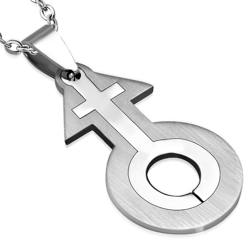 Transgender Female Inside Male 2 Piece Stainless Steel Pendant