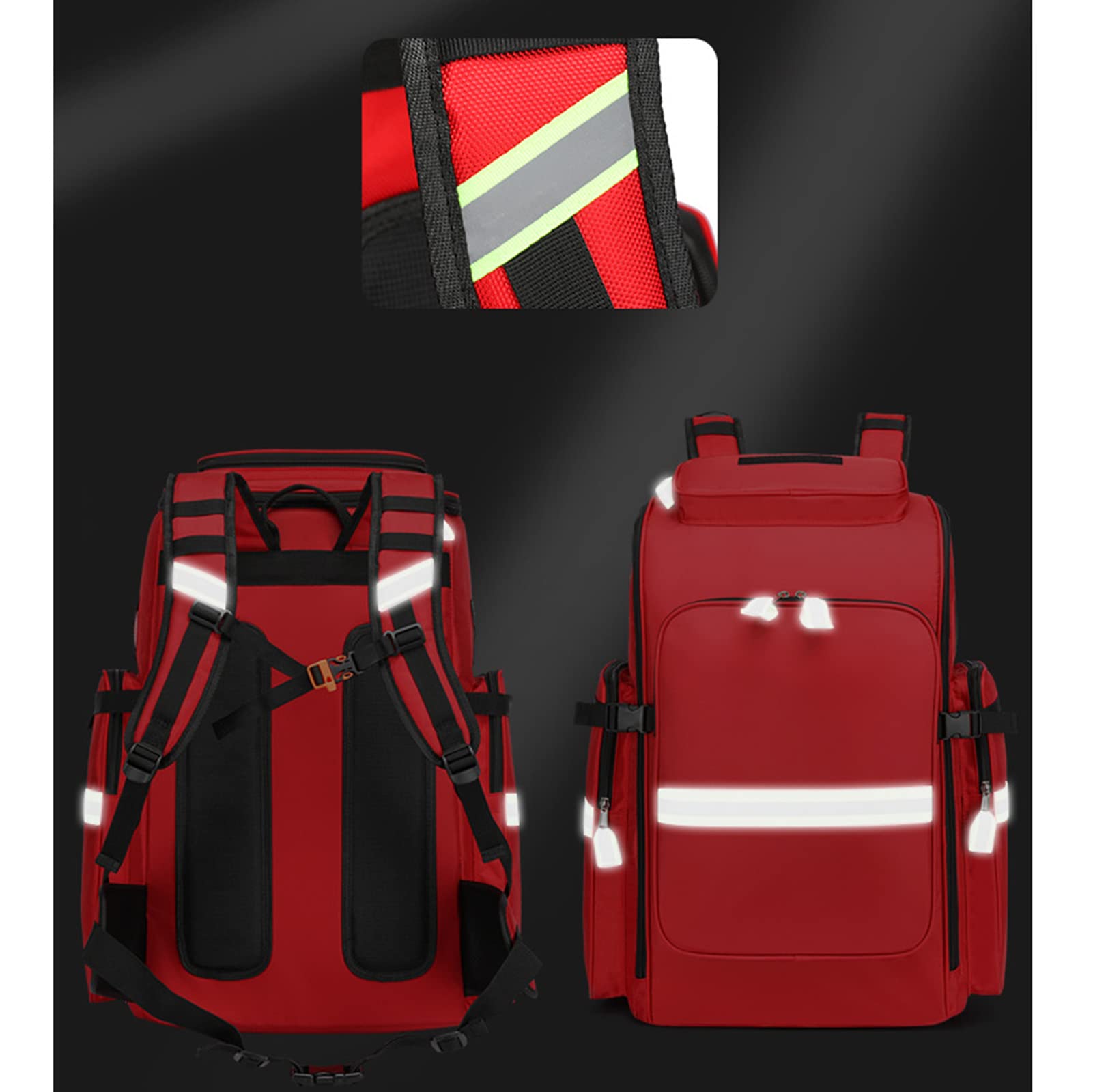 Tasche für Ersthelfer leer | Reflektierende Tasche mit Reißverschlusstaschen und -fächern, Schultergurt | Wasserdichter Outdoor-Camping-Langlebiger Erste-Hilfe-Rucksack mit großer Kapazität