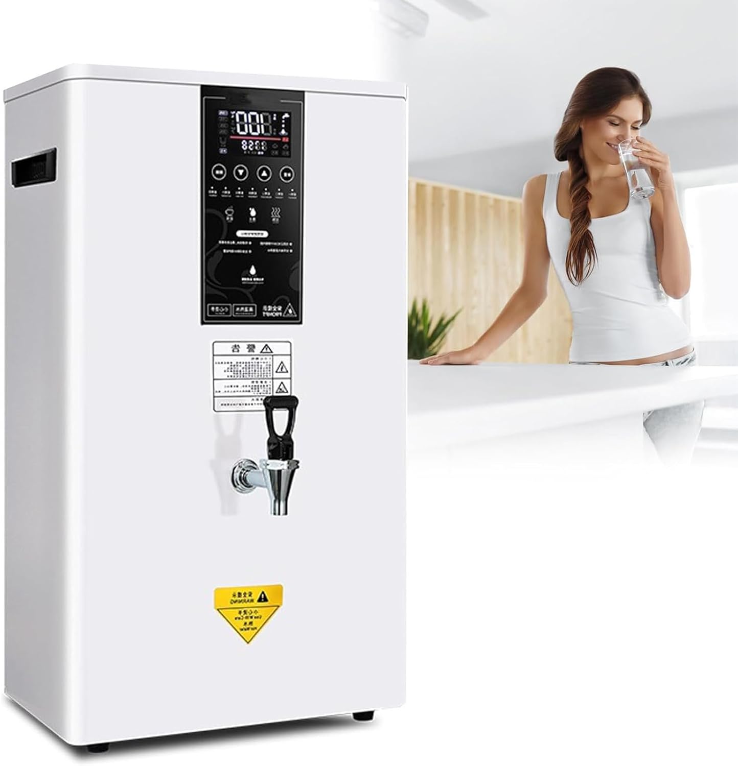 Instant Hot Water Dispenser with LCD Touch Screen, Wall-Mounted/Desktop Dual-Purpose Boiler for Office Use,Black-60L