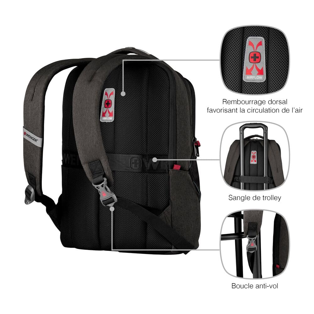 WENGER MX Sac à Dos pour Ordinateur Portable, Tablette Tactile 10 Pouces, Femmes Homme, Affaires Uni École Voyages, Gris