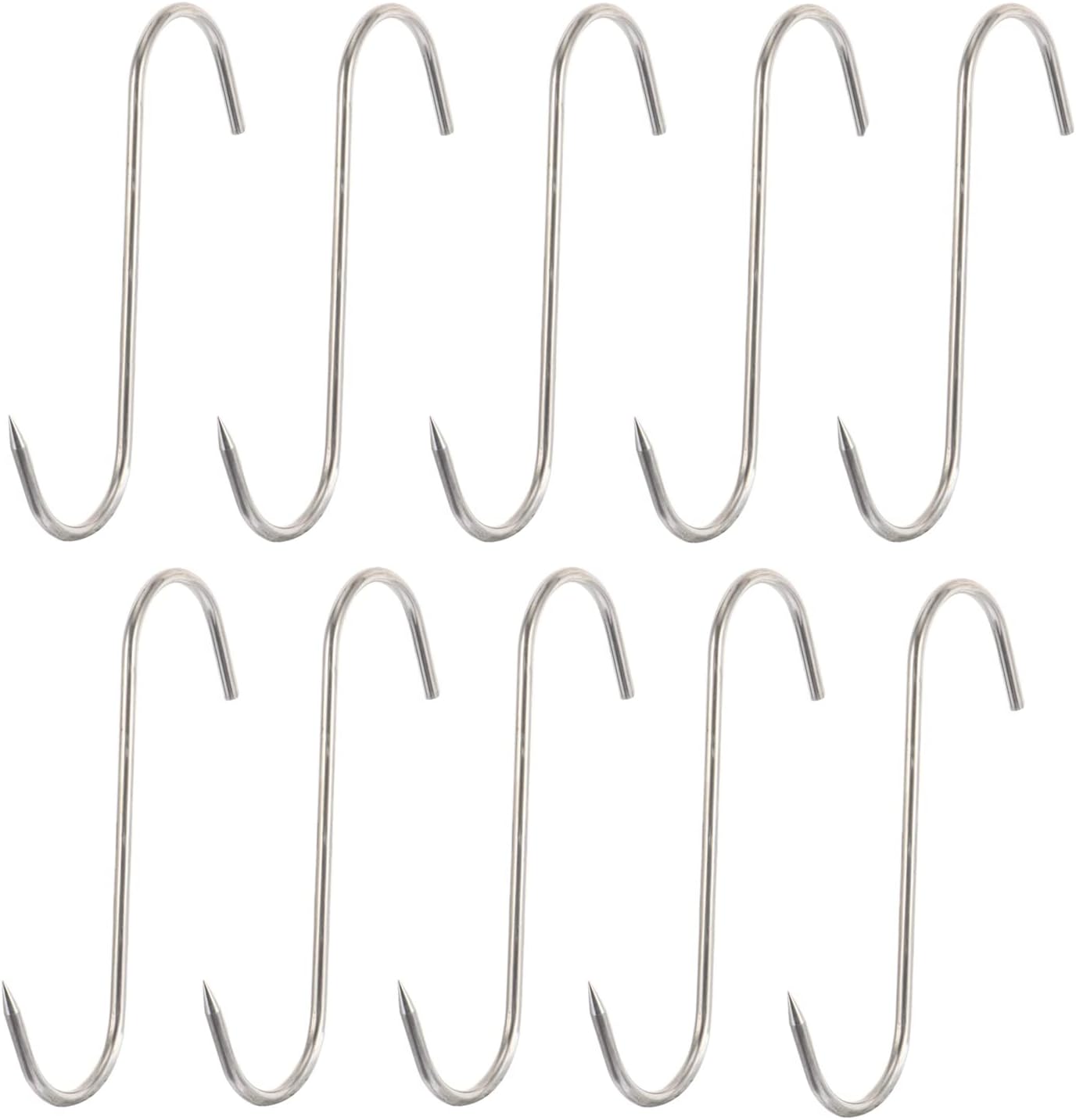 ACONDE S-Hook, S-Shaped Meat Hook, for Hanging Meat Hooks from Meat, Trout Hooks, Coat Hooks, 10 Pcs