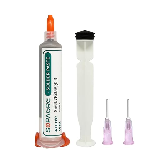 Sn64.7/Bi35Ag0.3 SMD Welding Paste 183°C Melting Point Lead-free Syringe No Clean Solder Paste For Phone Component Repair (MN-013 50g)