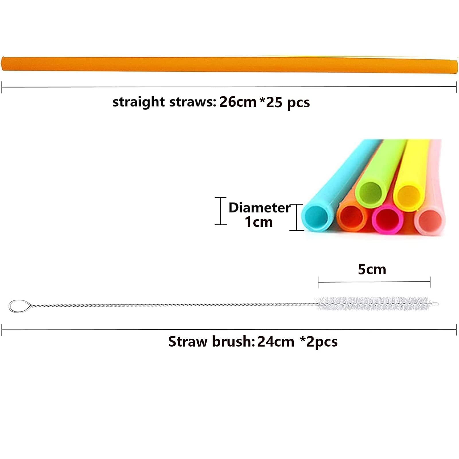 JEOPKO 25pcs Rainbow Bubble Tea Straws, Reusable, BPA Free, 26cm x 1cm, Extra Wide, Includes 2 Straw Cleaners - Image 2