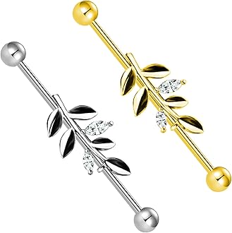 14G/16G 316L Industrial Barbell Cartilage Earring Surgical Steel Industrial Barbell Cartilage Earring Body Piercing Jewelry for Women Mens