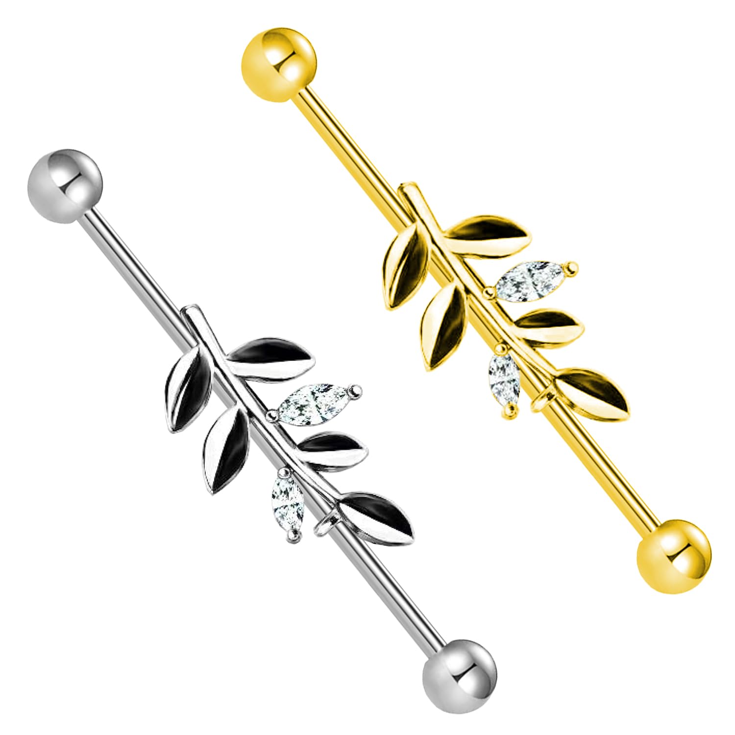 14G/16G 316L Industrial Barbell Cartilage Earring Surgical Steel Industrial Barbell Cartilage Earring Body Piercing Jewelry for Women Mens