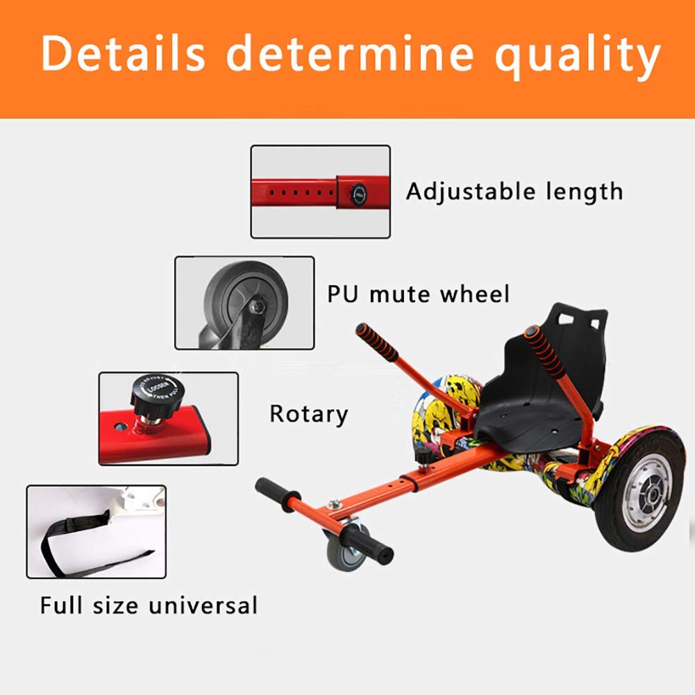 Attacco per hoverboard Sedile Hoverkart regolabile compatibile con la classica tavola autobilanciata da 6,5 ​​"a 10" e fuoristrada 8,5 "per scooter elettrico intelligente autobilan
