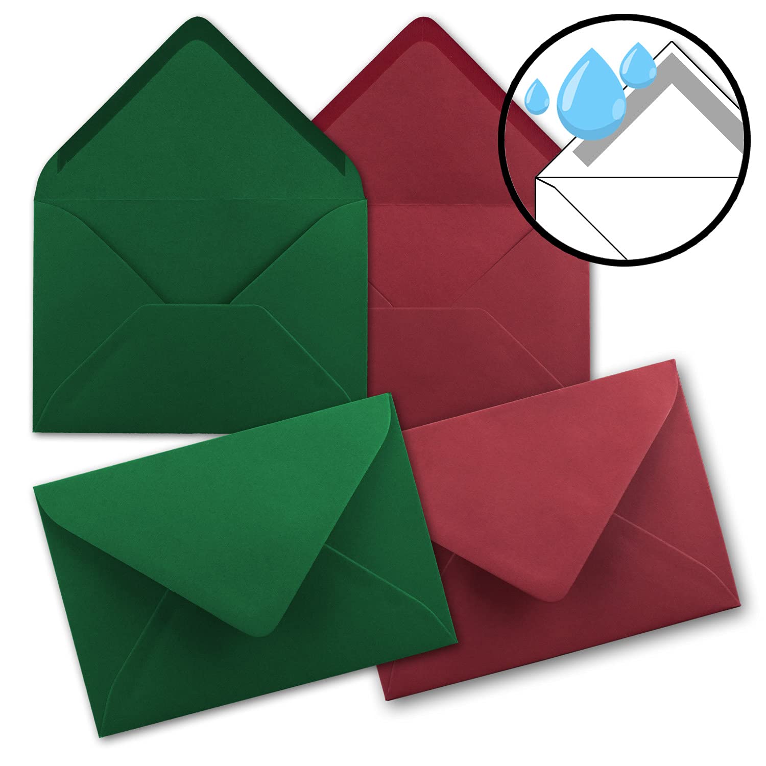 Card pack DIN B6, dark red/dark green, folding cards with fold B6-12 x 16.9 cm and envelopes, 12.4 x 17.5 cm - Image 4