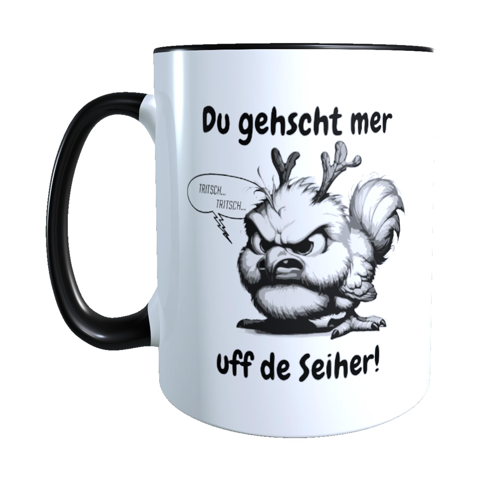 Kaffee Tasse mit lustigem Pfälzer Spruch "Du gehscht mer uff de Seiher!" | Witziges Elwetritsche Motiv | Tolles Pfalz Geschenk in Pfälzischem Dialekt