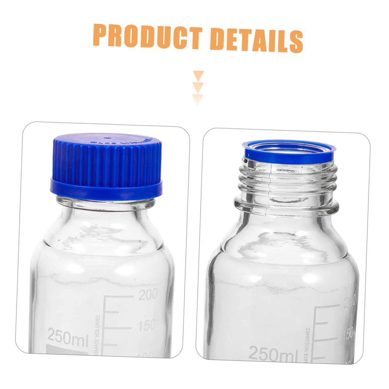 Holibanna Flaconi Di Reagenti in Vetro Graduati Con Tappi a Vite Set Da 4 Pezzi Da 250ml Bottiglie Vuote Per Laboratori e Conservazione Design Anti-perdita e Graduato