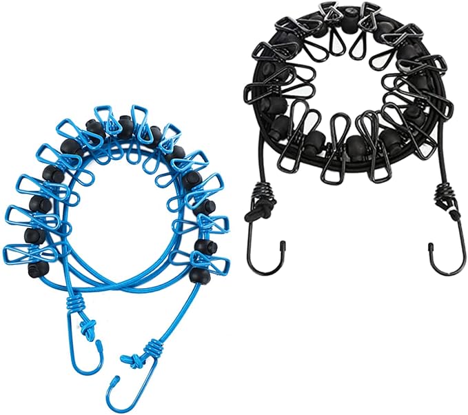 Portable Clothesline, Travel Clothesline with 12 Clothespins and