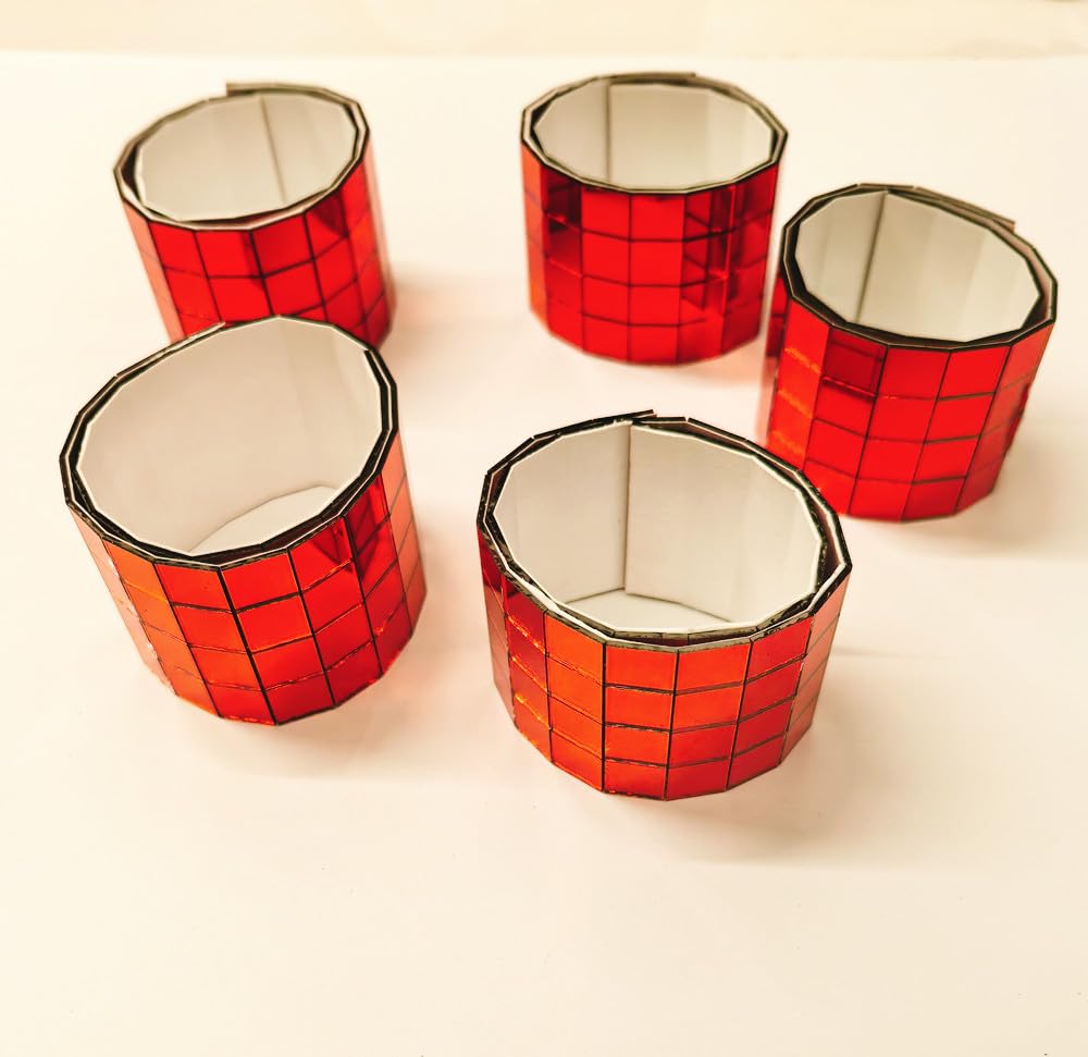 600pcs Red Self-Adhesive Mirrors Mosaic Tiles 10x10mm,Real Glass Mirror Roll,Decorative Mirror Sticker Sheet DIY Accessory Mirrors Mosaic Tiles