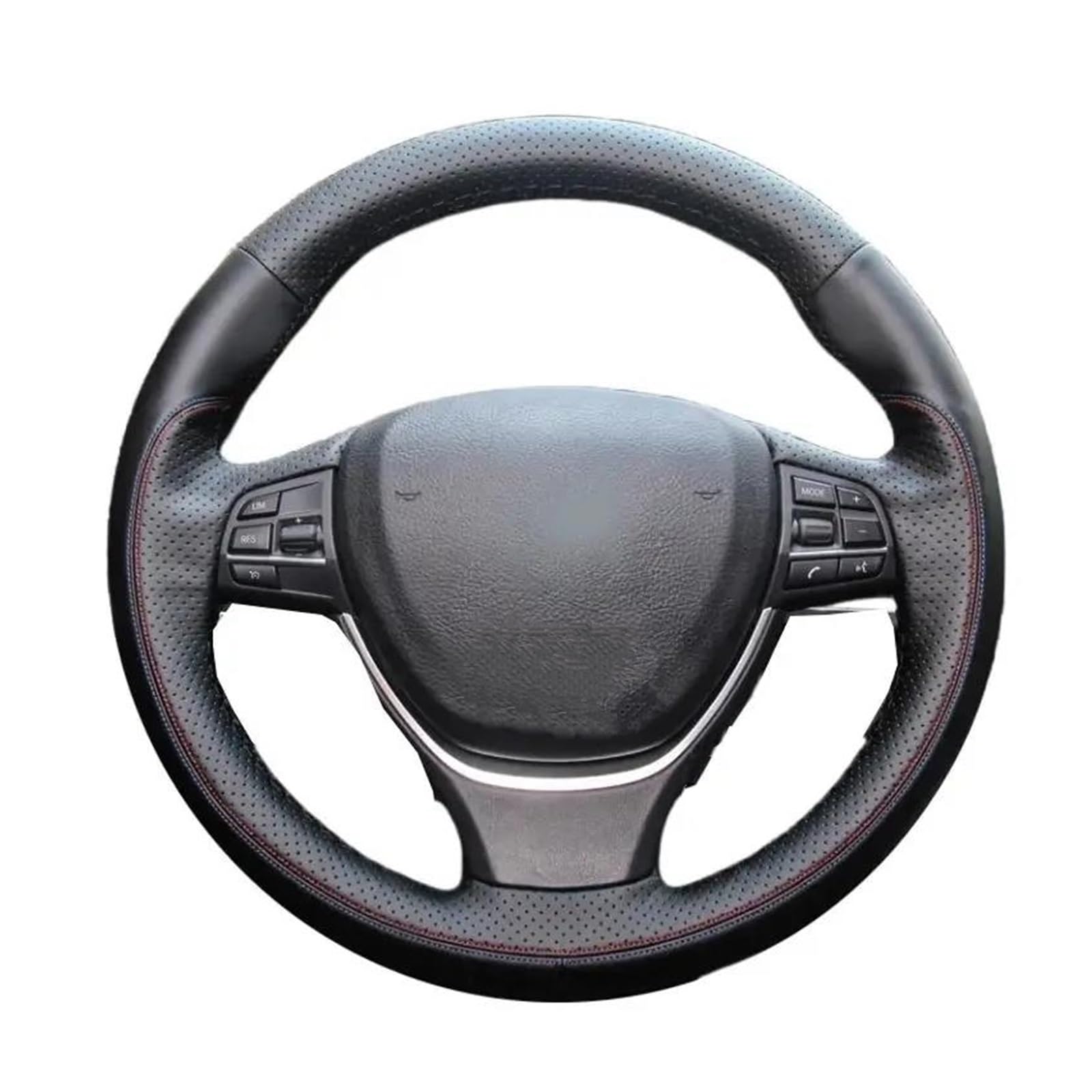 Cubierta Volante Coche Funda para Volante de Coche de Cuero Genuino Negra Cosida a Mano para F10 520i 528i 730Li 740Li 750Li(Negro)