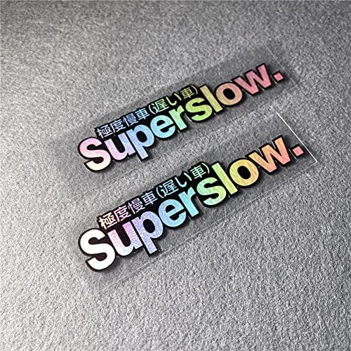 Image of Car Styling Sticker for Japanese Superslow Snail Creative Words Auto Oil Tank Window Body Vinyl Computer Case Motocross Decals (L 10x2.5cm Laser 2PCS)