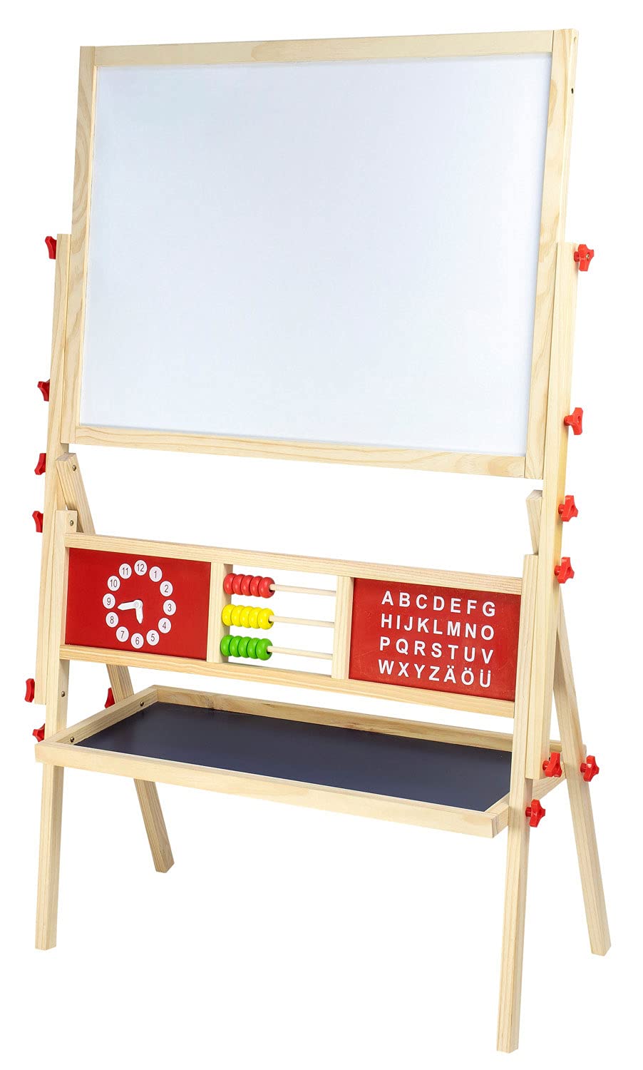 Idena 20106 - Magnet-Standtafel mit Ablage, 2 seitig mit Kreidetafel und Whiteboard, ca. 76 x 38 x 118 cm groß, zum Malen, Schreiben und Rechnen