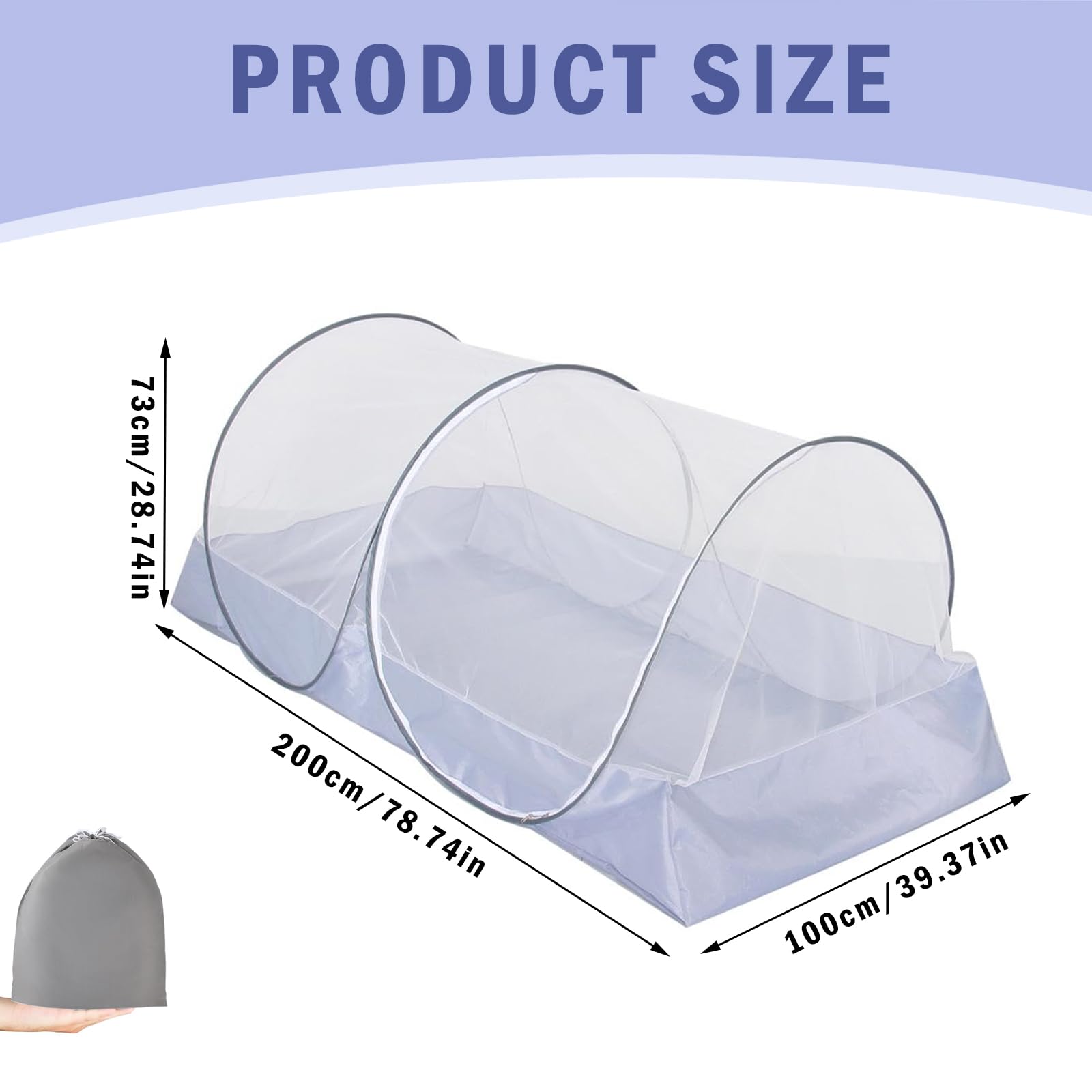 Moskitonetz Bett 200 * 100 * 73cm, Pop Up Moskitonetz, Bettzelt, Faltbares Bettzelt für Kinder, Büro, Outdoor-Camping, Leicht zu Verstauen und zu Tragen