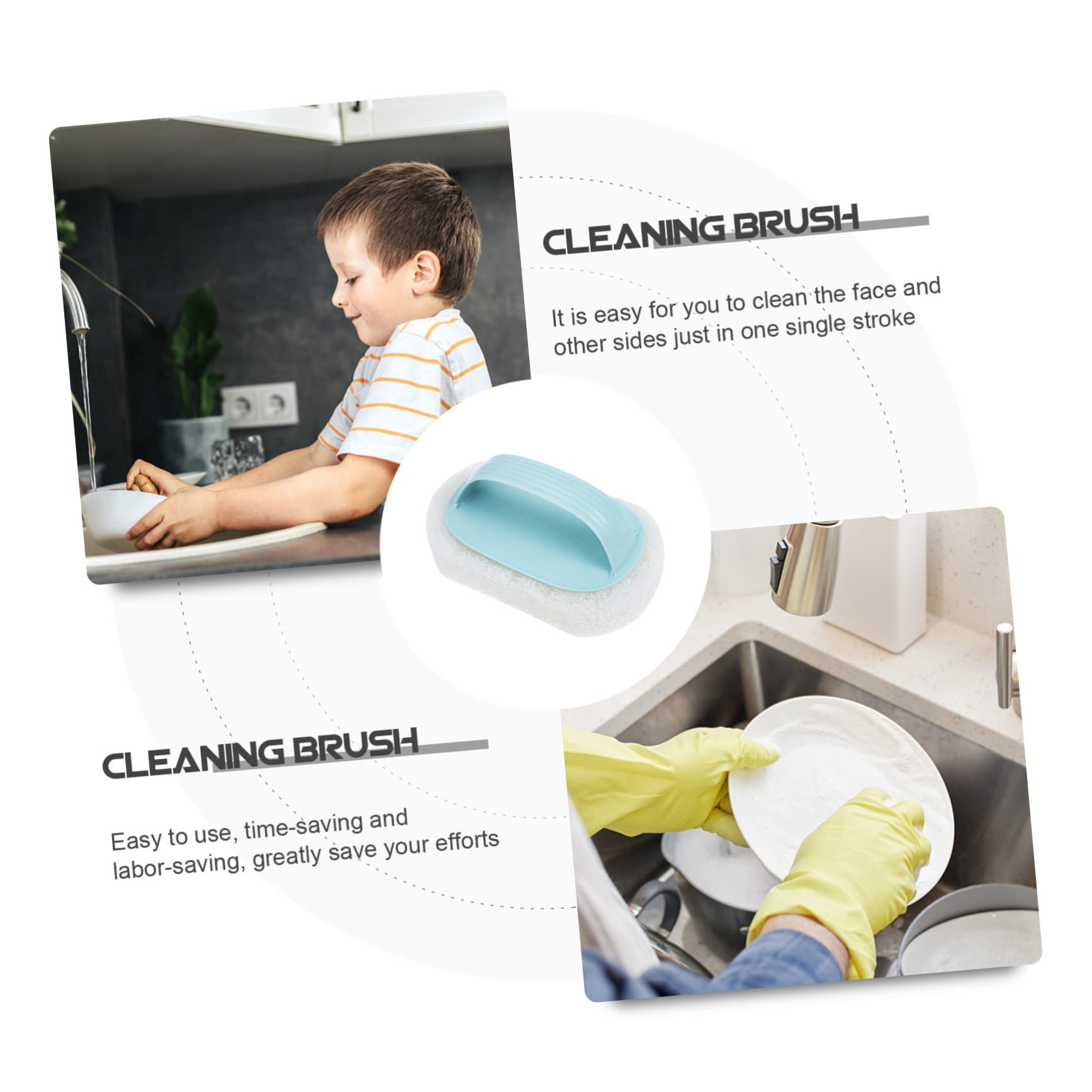 GALPADA 2sets BBQ Cleaning Brush Non-Slip Handle Grilled Rack Sponge Countertop Brush Grill Bristle 6pcs*2