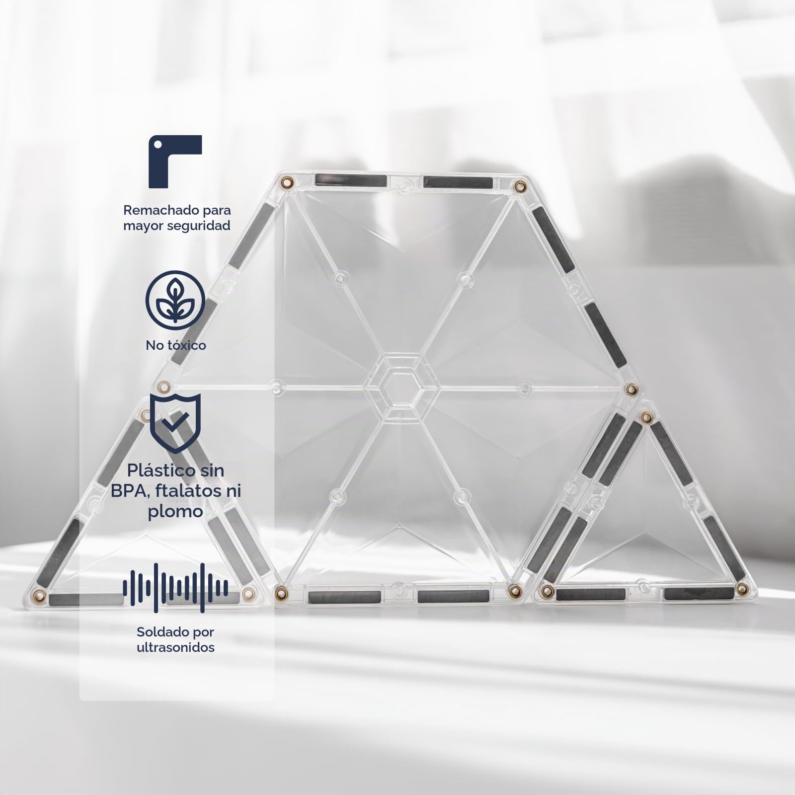 CONNETIX Azulejos Magnéticos Transparente Paquete Inicial, 34 Piezas