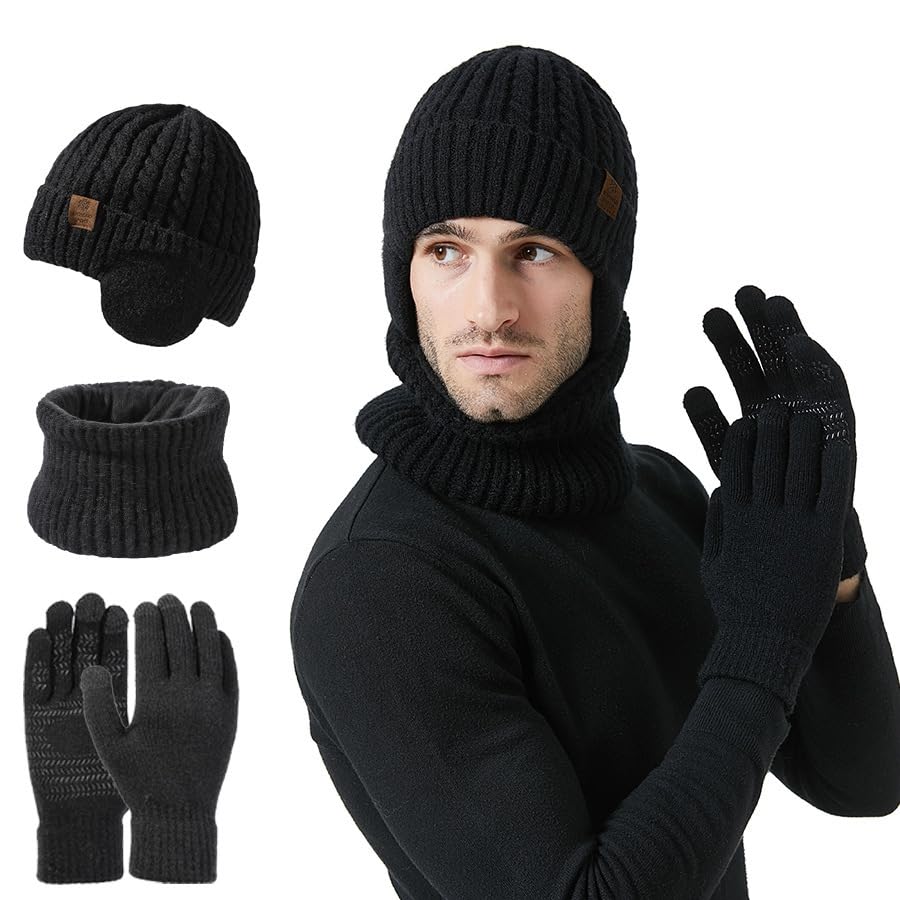 Consejos para Comprar Orejeras para Hombre al mejor precio. 44 Gorras Para Hombre,Bufanda Frio Invierno Mujer Y Hombre,Gorro De Punto Con Orejeras,Bufanda,Guantes Antideslizantes Para Pantalla Táctil,Apto Para Invierno Hombres Y Mujeres....
