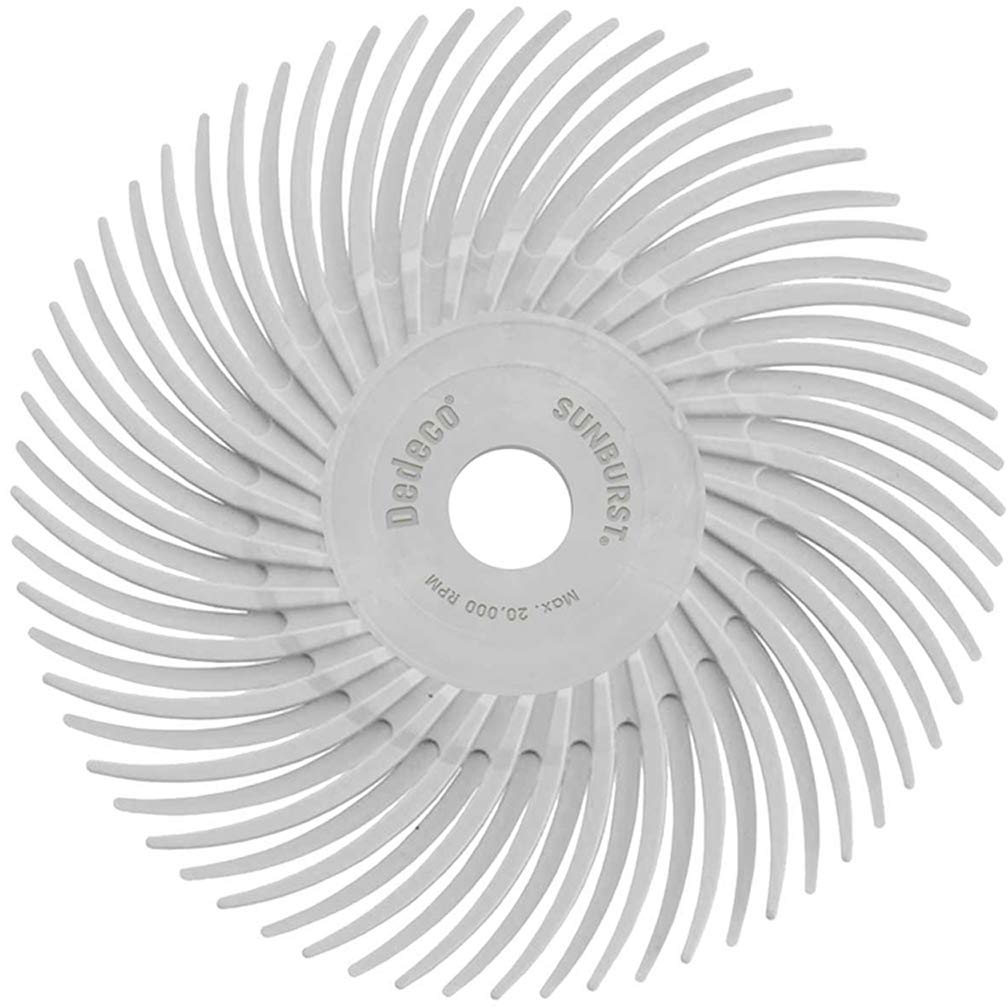 Dedeco Sunburst Radial Bristle Discs - 3”(76mm) Dia, TC Bristle, 3/8”(9mm) Arbor - Precision Cleaning Buffer Polisher Rotary Tool Accessories, Medium 120 Grit, Aluminum Oxide -12 Pack