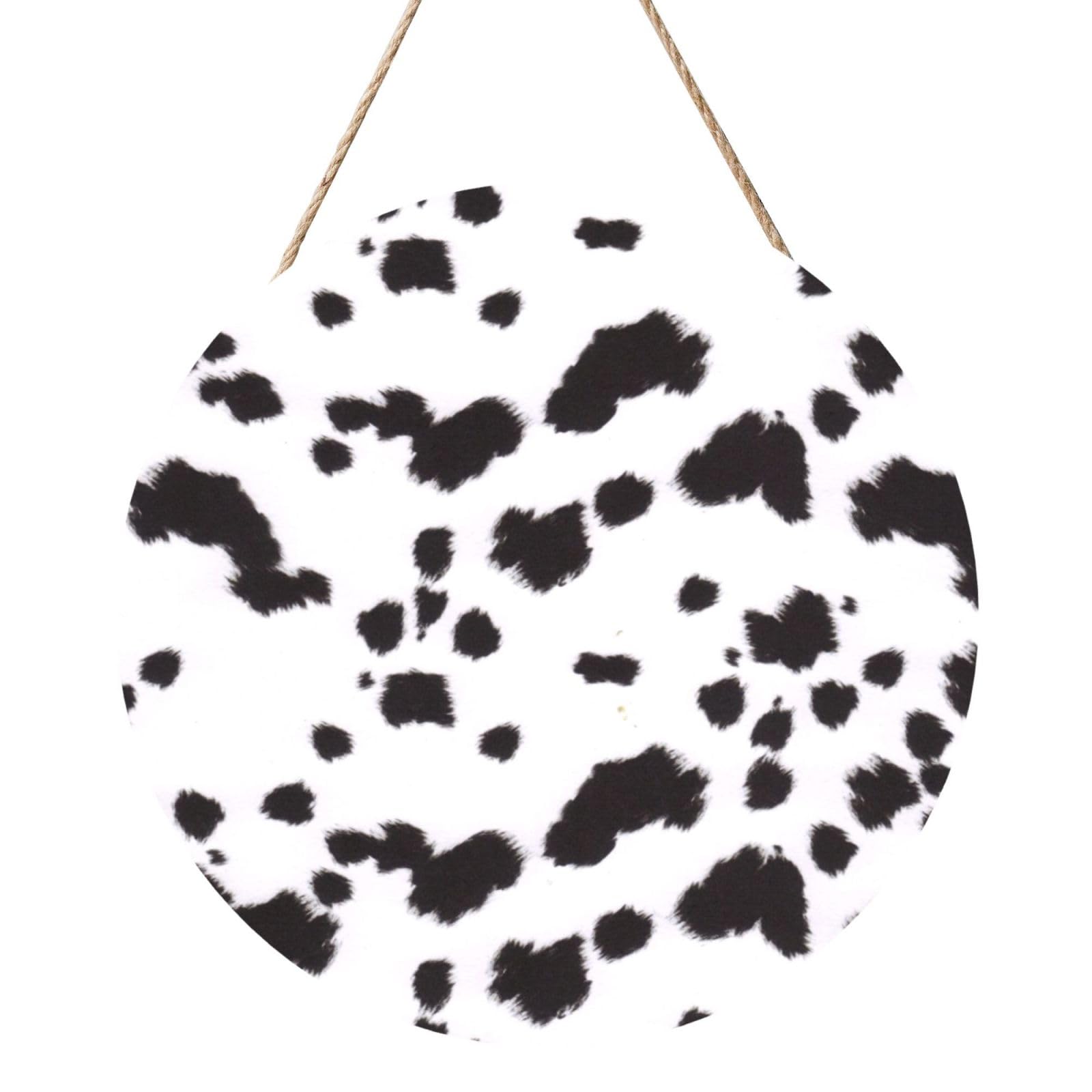 InOmak Dalmatian Print Pattern, Round Wood Panel Painting 12 in, Wall Hanging Painting For Home