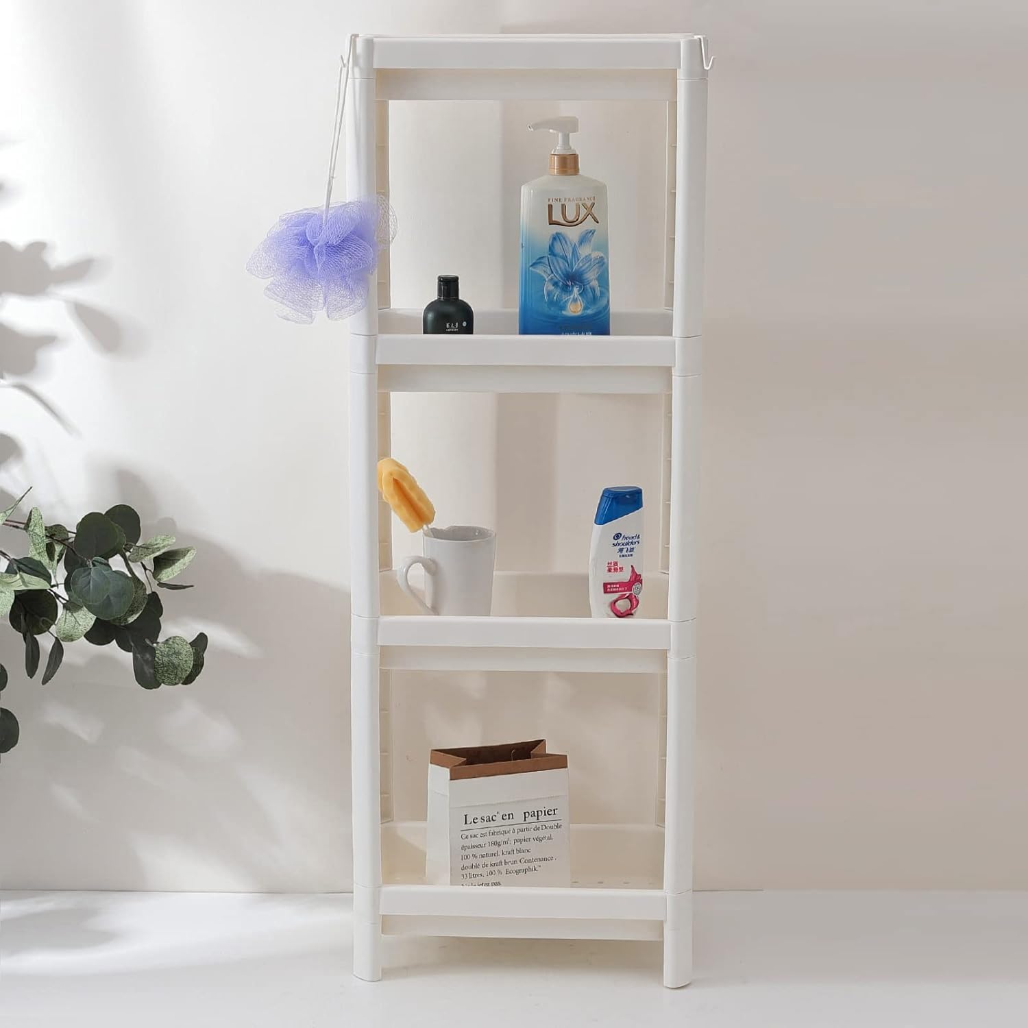 Homestic Bathroom Shelf|4 Layer Rack for Storage|Plastic Shelf for Bathroom, Kitchen|Bathroom Shelf Organizer|White (B0CVX8B63Y) Amazon Price History, Amazon Price Tracker