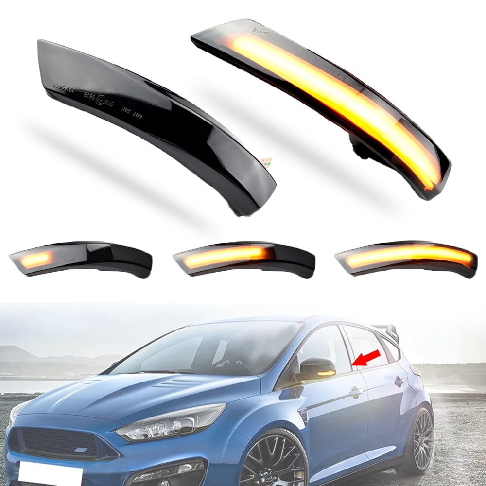 2 pezzi indicatori di direzione a LED per specchietto retrovisore, Compatibile con Fo-rd Fo-cus 2 3 MK2 MK3 Compatibile con Mond-eo MK4