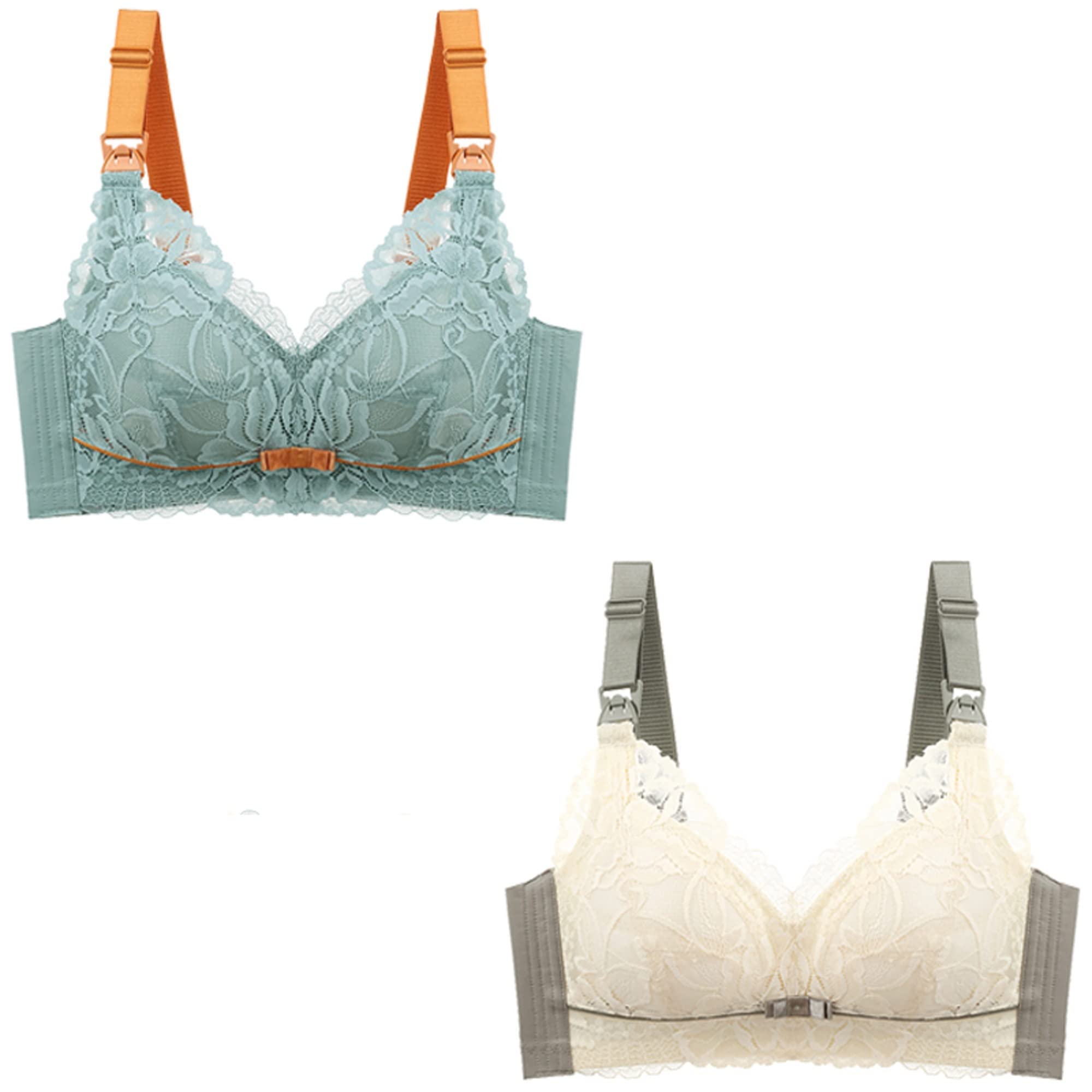 WENJUN Reggiseno imbottito per le donne, senza ferretto pizzo gravidanza sonno reggiseni, bralette maternità per l'allattamento confezione da 2 (colore: C, taglia: 75D)
