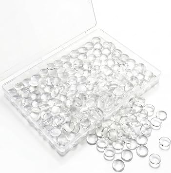 Hukiwow 250Pcs 12mm Glass Cabochons 12 mm Clear Flat Back Dome Cabochons for Crafts,Jewelry Making,Photo Jewelry,Cameo Pendants,Rings and Necklace12mm,250Pcs