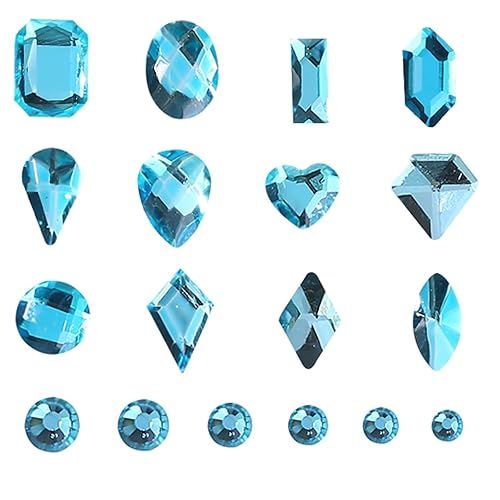 Miniatura 2 de 3120 diamantes de imitación de diamante azul lago, diamantes de imitación de cristal HOINCO para uñas, 3D de tamaño mixto AB piedra preciosa de