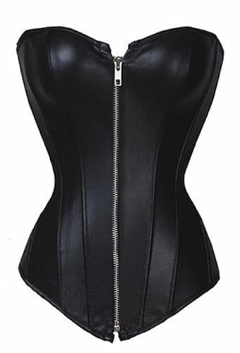 Bslingerie® Womens Faux Leather Waist Cincher Underbust Boned Corset - Large - Black