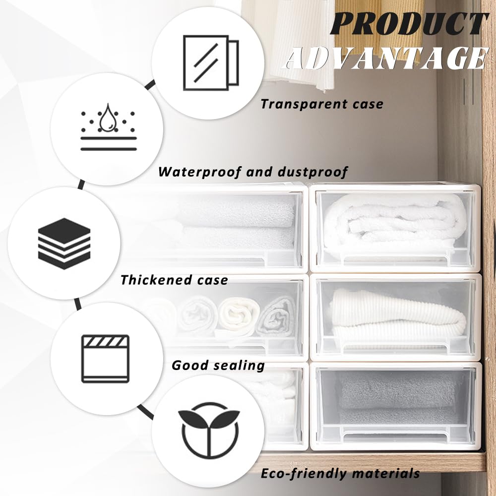 2PCS Cassetto Bianco Impilabile in Plastica - Portaoggetti Multiuso per Ufficio, Scrivania, Toeletta - Cassettiera Scatola Organizer