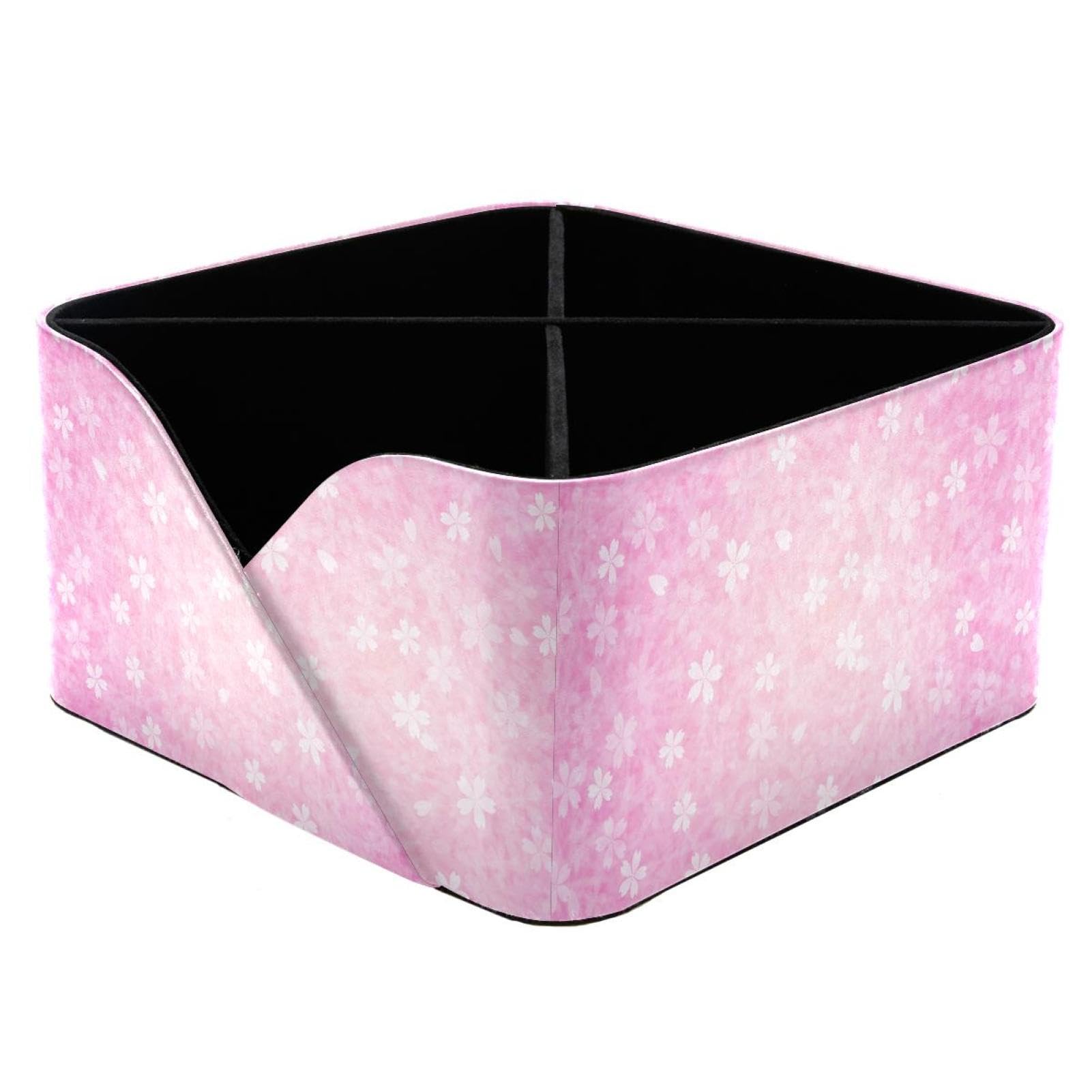 KengjuTesu Cherry Japanese Cherry Blossoms Pattern Desktop Organizer Pen Holder, Rectangular Pencil Cup for Office, Study and Makeup Stations