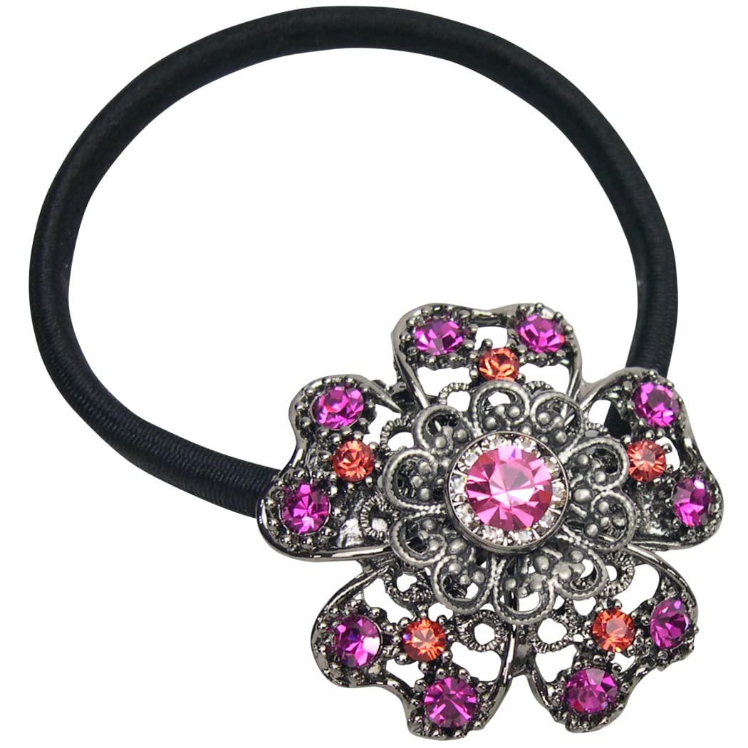 Amazon | ヘアゴム アプリコットフラワー 宝石のようなゴム 髪