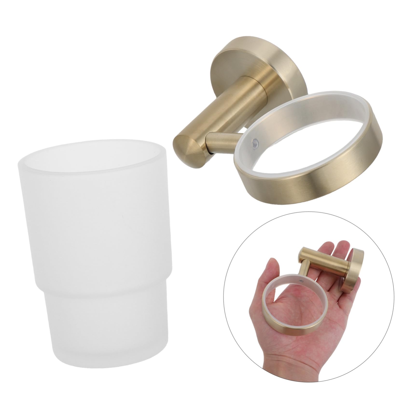 TEHAUX Portacepillos de Dientes de Pared para Baño en Acero Inoxidable | Vaso de Vidrio Esmerilado, Diseño Mural Estable, Accesorio Incluido para Uso en Cocina y Dormitorio