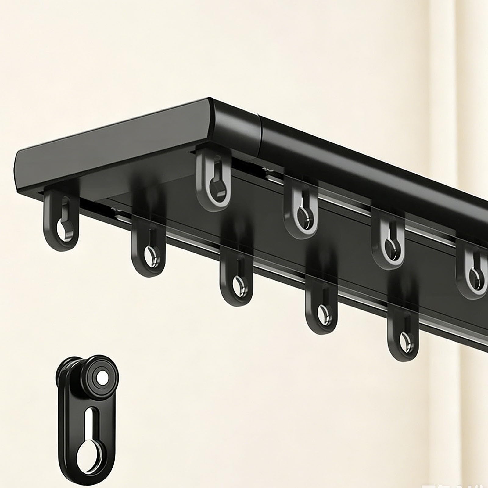 Double Curtain Track Ceiling Mount Aluminum Alloy Curtain Glider Rail Heavy Duty Room Divider Rods Slide Curtain Track Set with End Caps Quiet Pulley System for Bay Window(Black,3.3m/10.8ft)
