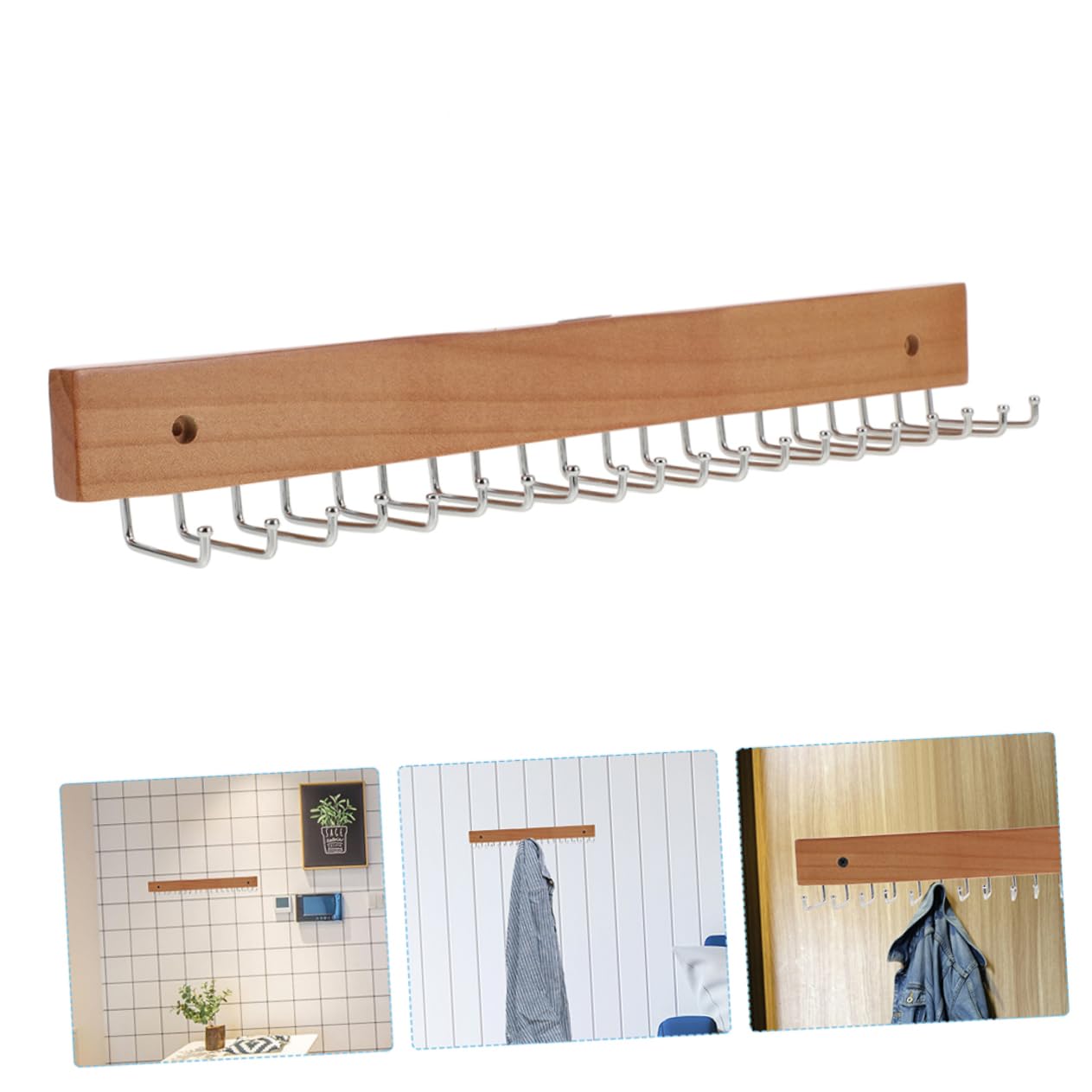 Didiseaon 2 Stück Teiliges Wandmontage Holz Gürtelhalter mit Haken Platzsparender Gürtel und Krawattenorganizer Langlebig Stilvoll und Einfach zu Montieren für Schlafzimmer und