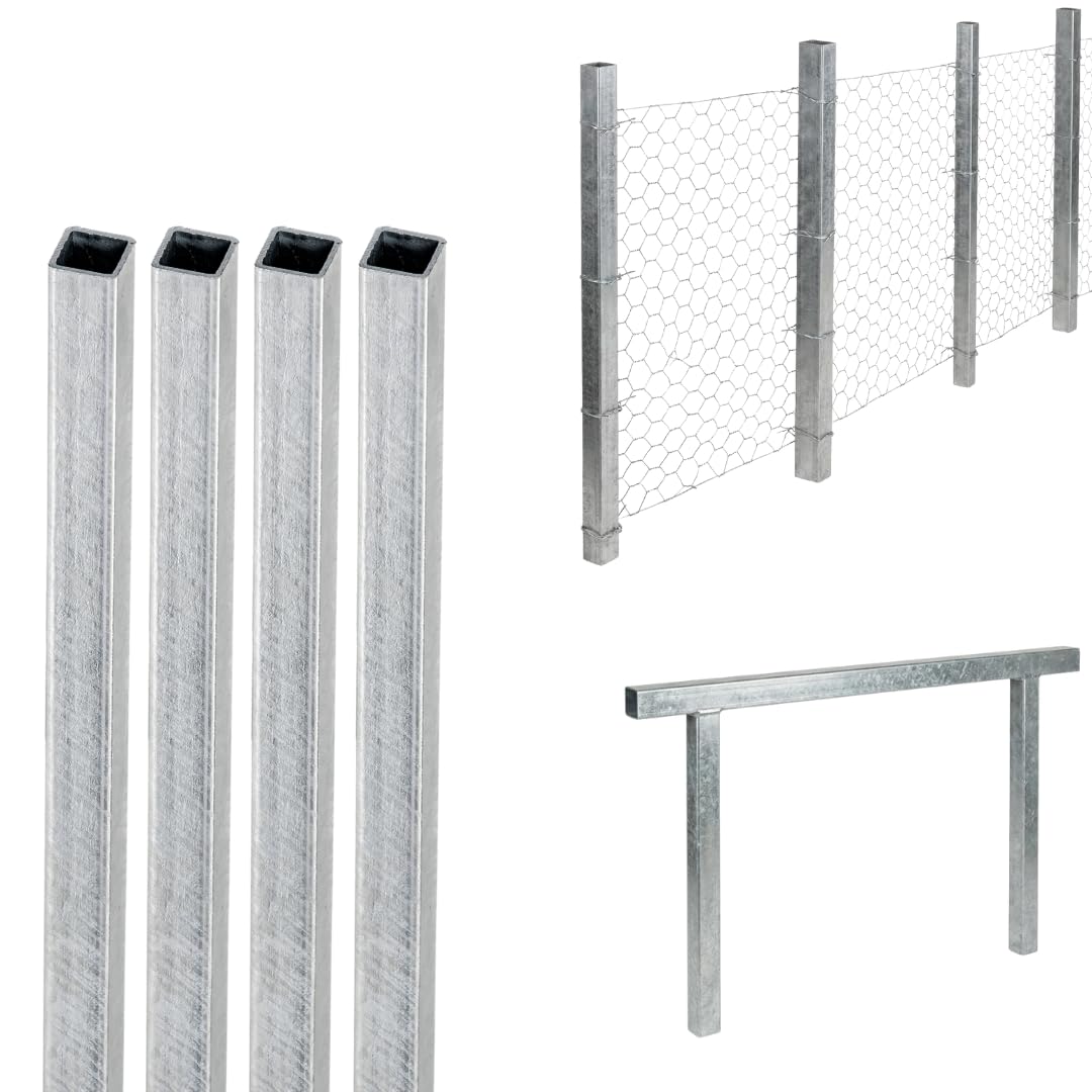 4 unidades - TUBO CUADRADO ACERO GALVANIZADO- Sección 40x40 mm - Longitud 2 m - Espesor 3 mm