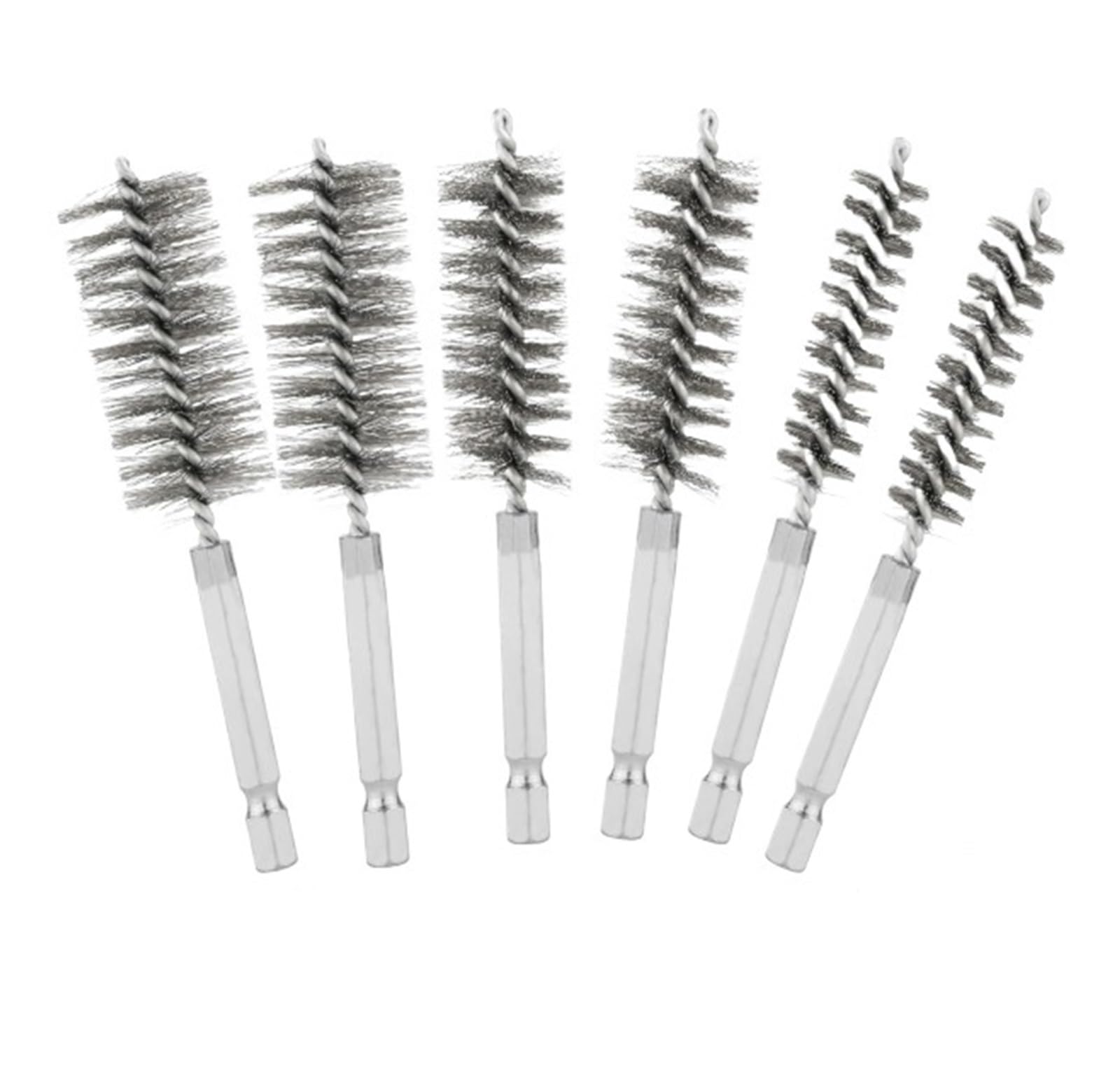 cepillo de alambre, con cepillos de alambre trenzado vástago hexagonal 1/4", juego tubos for óxido, 8, 10, 12, 15, 17, 19 mm(Copper Wire 6PCS)
