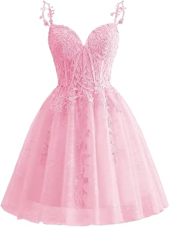 Homecoming Dresses for Teens 2026 Short Tulle Lace A-line Formal Mini Prom Cocktail Dress