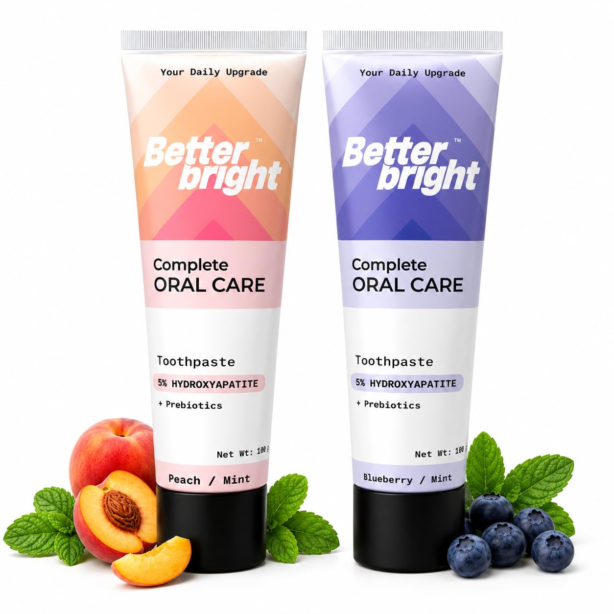 Blueberry Mint & Peach Mint Toothpaste Combo, 5% HAp +Nano Hydroxyapatite for Prebiotic Oral Care, Enamel Repair & Sensitivity Relief-image-19