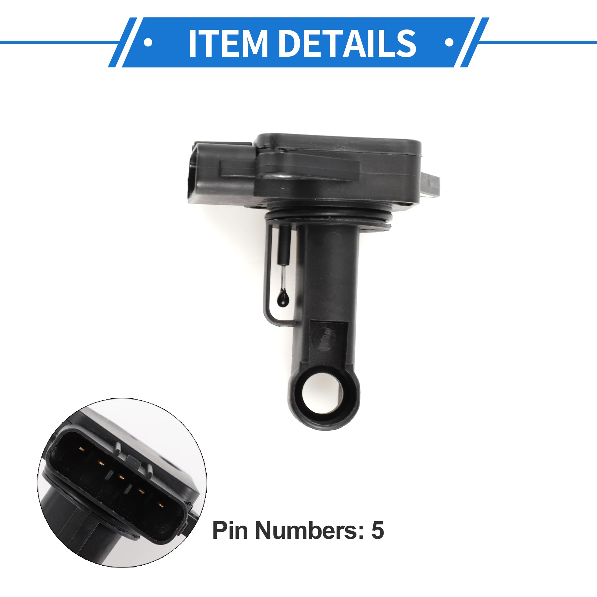 Capteur De Débit D'Air Massique Pour Toyota RAV4 2005-2008 1pc | Noir, Plastique, Métal, 5 Broches, Pour Toyota Yaris 2001-2002, Pour Toyota Corolla 2004-2009, OE: 2220433010