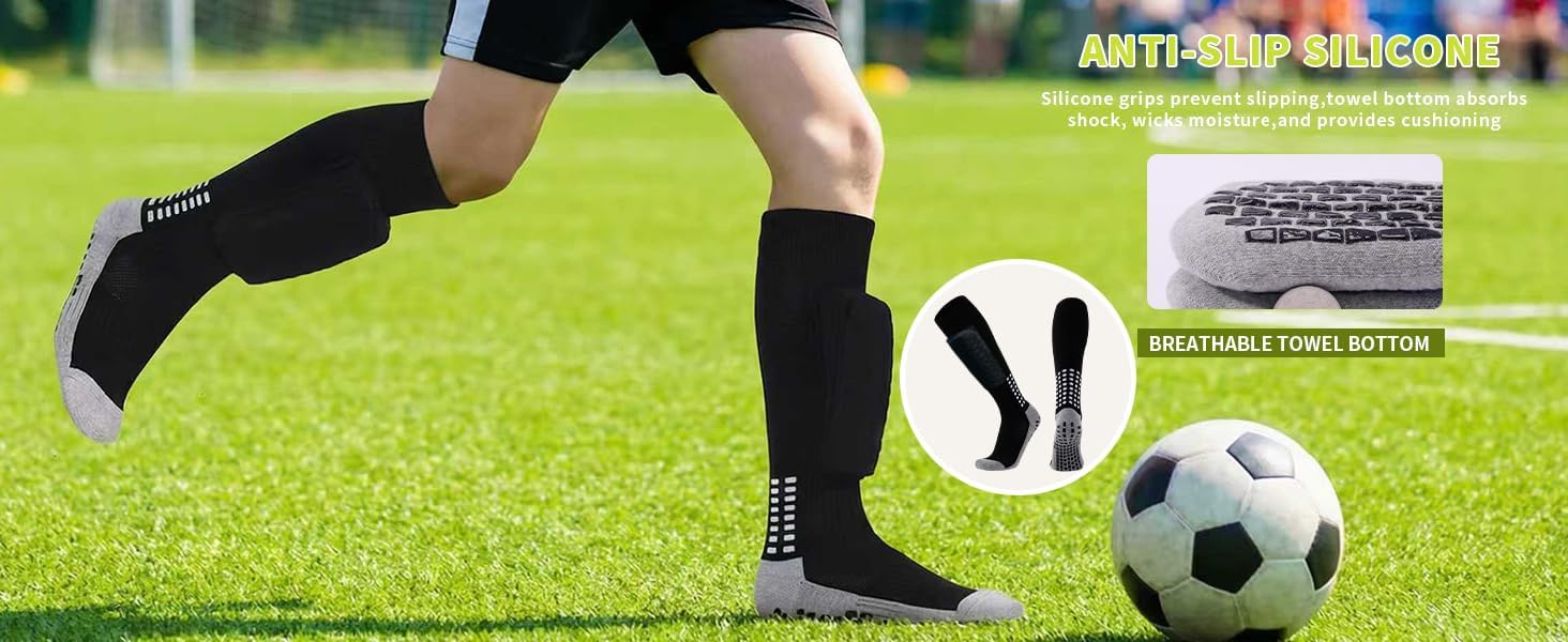 Soccer shin Guards Youth Kids Soccer Socks shin Defender Non Slip Soccer Socks Kids with Built in shin Guards - Image 4