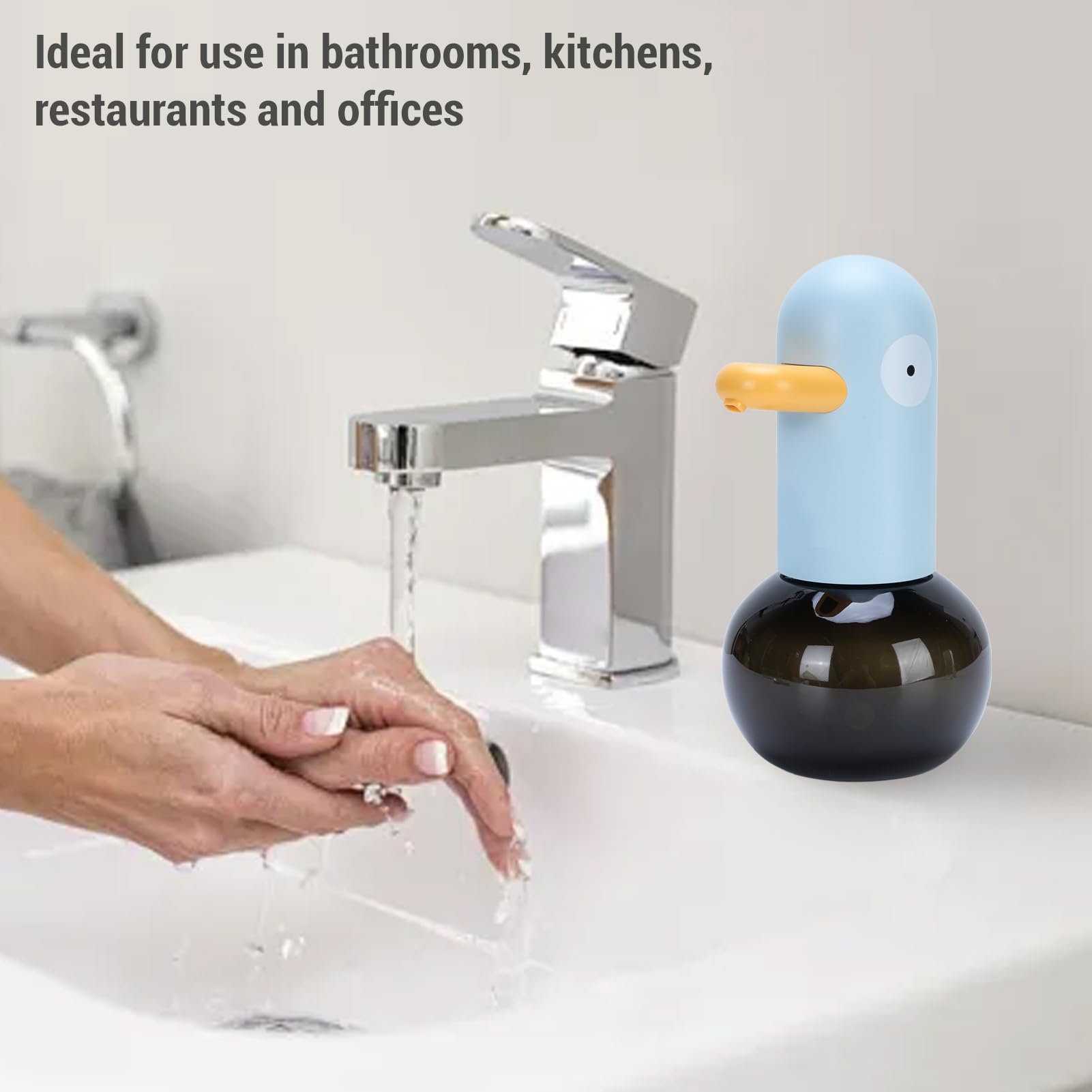 Dispensador Automático de Jabón, Dispensador Sin Contacto con Capacidad de 400 ml, 2 Velocidades Ajustables, Batería Recargable para Baño, Cocina y Oficina (Blue)