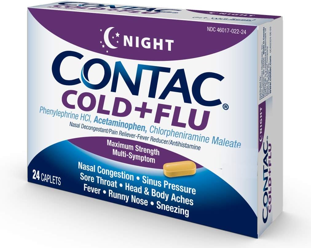 CONTAC Cold+Flu Night, 24 Night Caplets, Restful Relief from Cold & Flu Symptoms : Health & Household