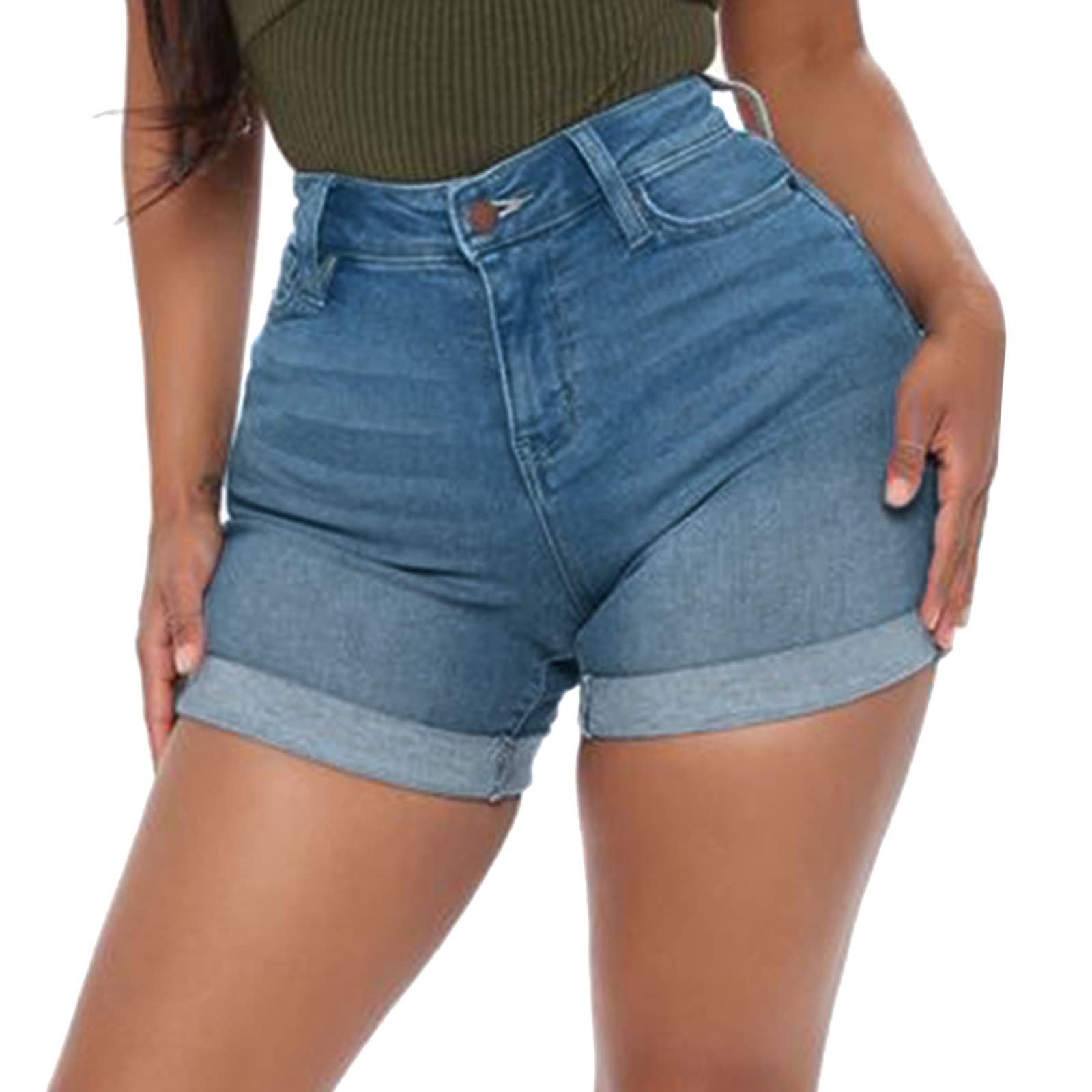Fashion Denim Shorts for Women Stretchy Frayed Casual Pants Mid Waisted Lingerie Shorts Set for Women Plus Size